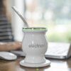 Mate Eléctrico en Macbook | Inductivo Led Blanco Brillante con Luz Verde y Bombilla Chata de Acero