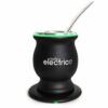 Mate Eléctrico Inductivo Led Negro Microtexturado con Luz Verde y Bombilla Chata de Acero
