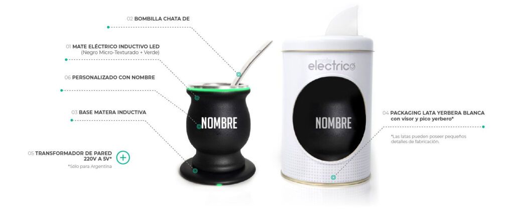 Que incluye el Mate Eléctrico Negro en la caja
